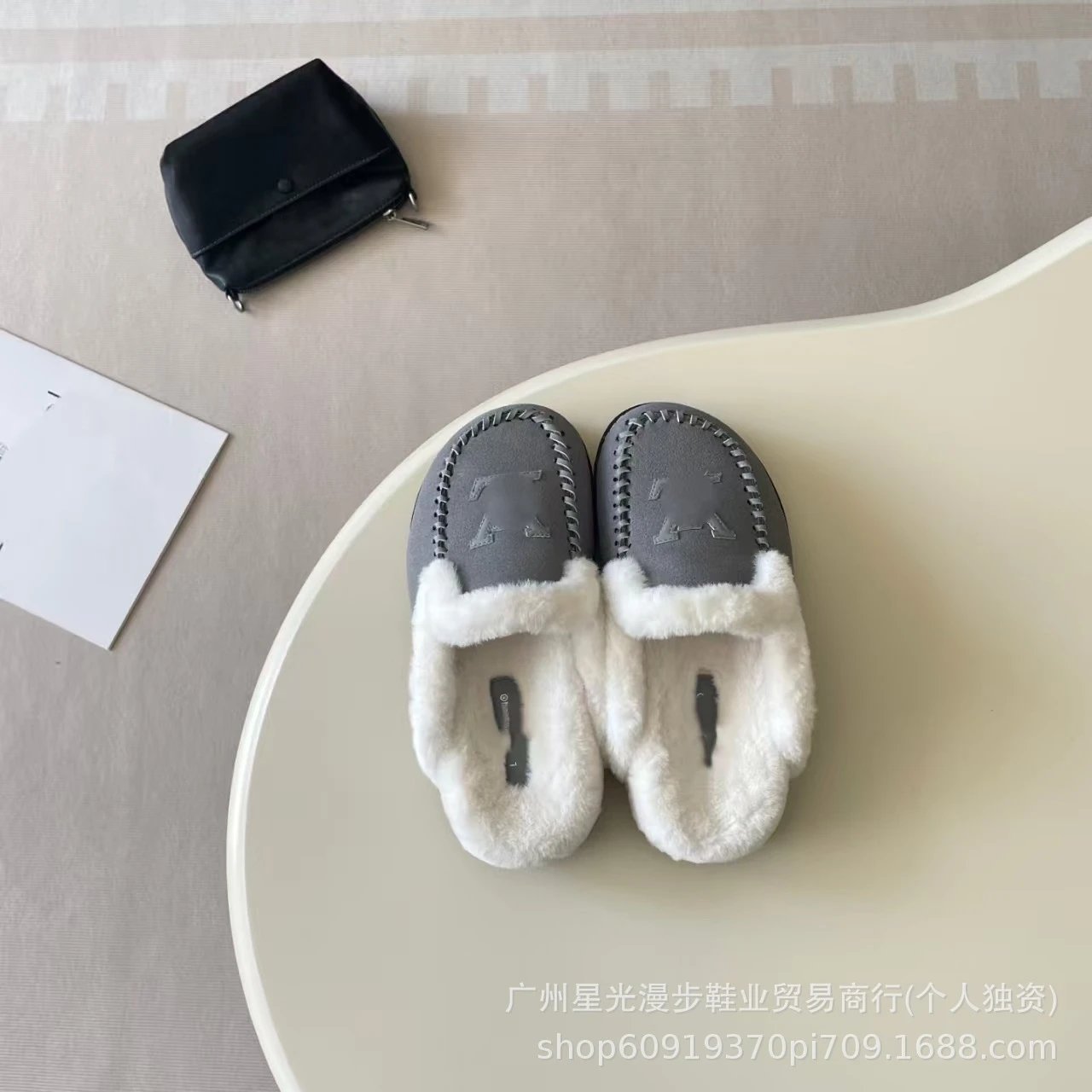UGG T-Strap Shearling Loafers Gray - 15