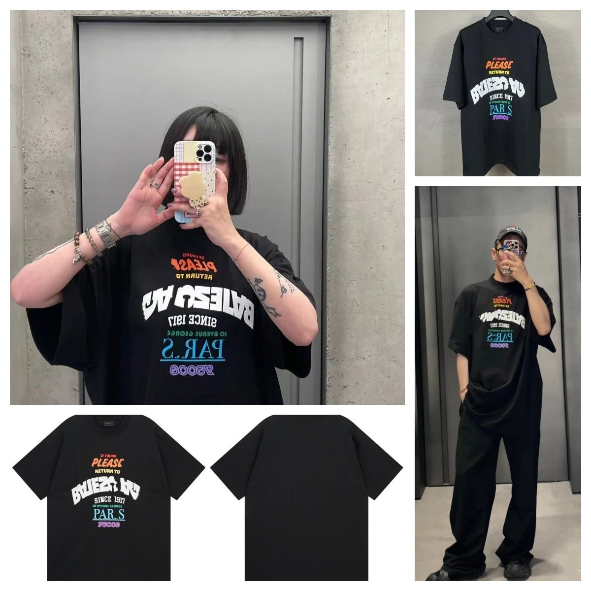 BALENCIAGA 'If Found' Graphic Print Black T-Shirt - 3