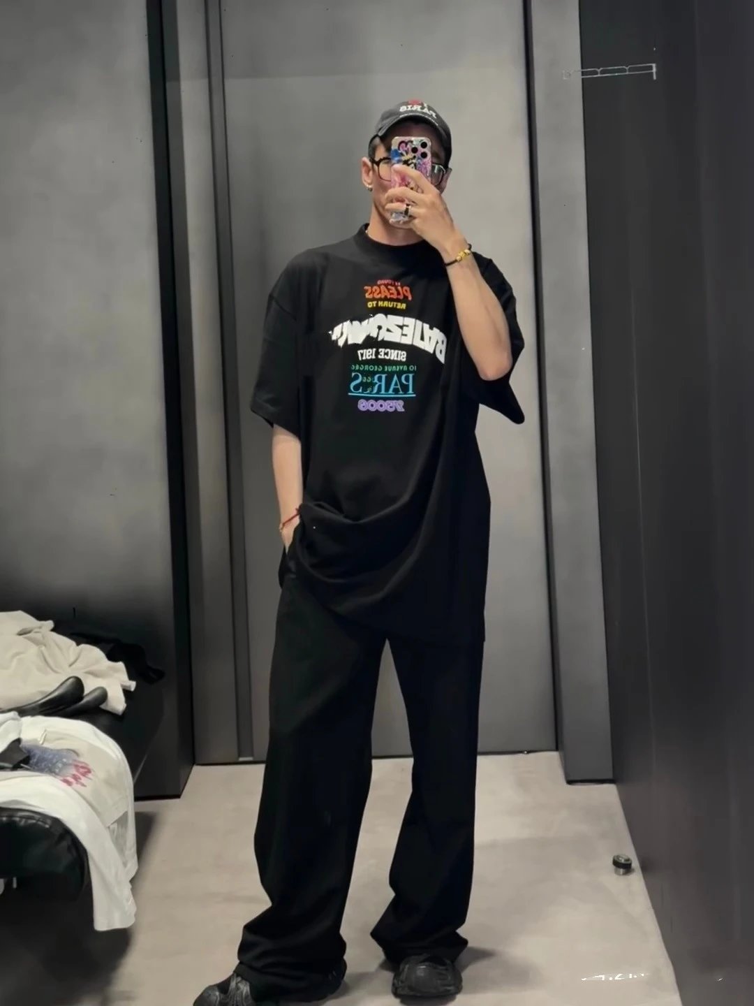 BALENCIAGA 'If Found' Graphic Print Black T-Shirt - 5