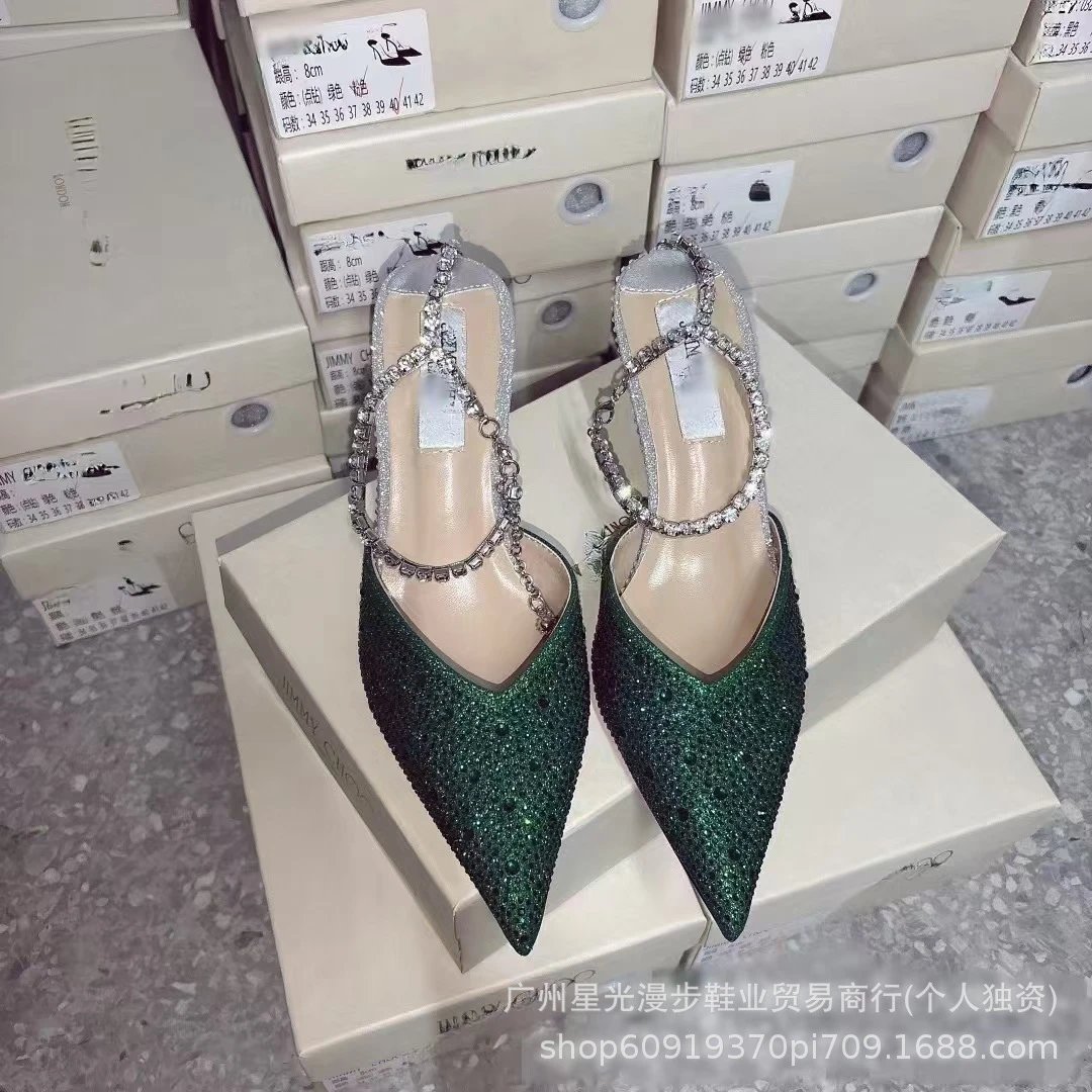 Jimmy Choo High Heels Rhinestone Pointed-Toe Ankle-Strap Stiletto Pumps image 4