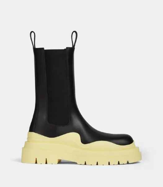 Balenciaga Track Boot Black and Pale Yellow Chelsea Boots - 1