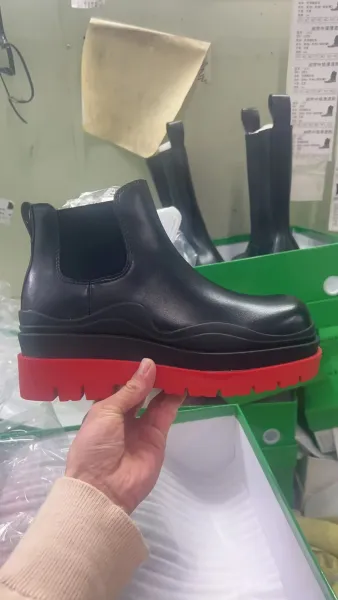 Bottega Veneta The Chain Chelsea Boots Black with Red Sole Boots - 1