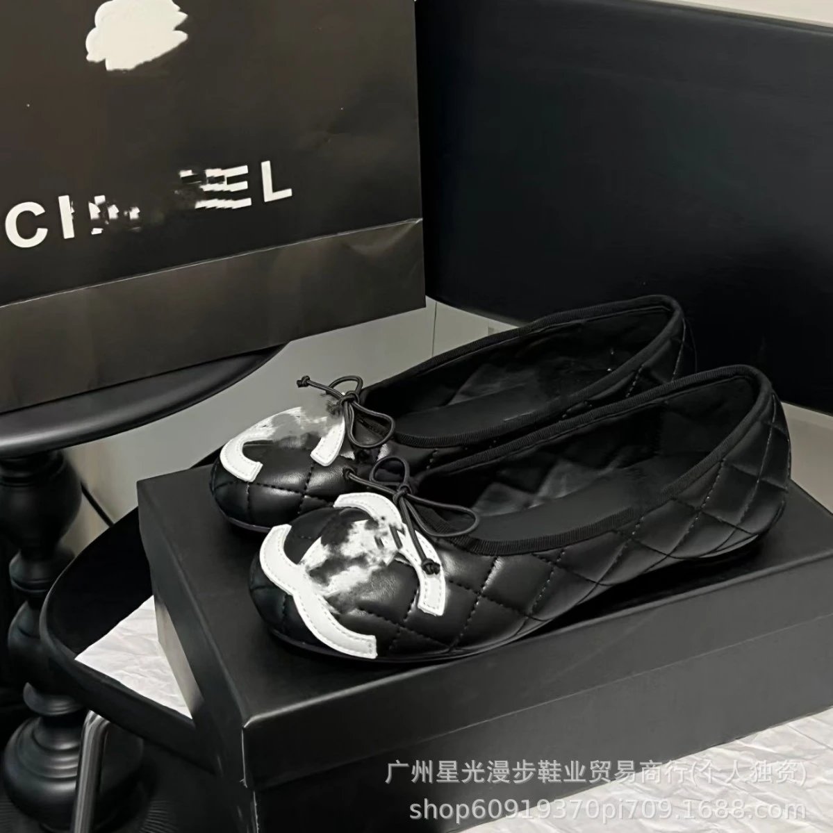 Chanel Casual Shoes Quilted Bow Ballet Flats with Double-C Logo Appliqué image 3
