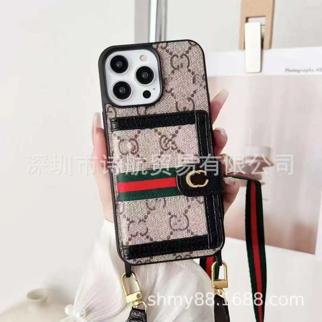 Unbranded Phone Cases Monogram-Print Card Holder Case with Shoulder Strap image 3