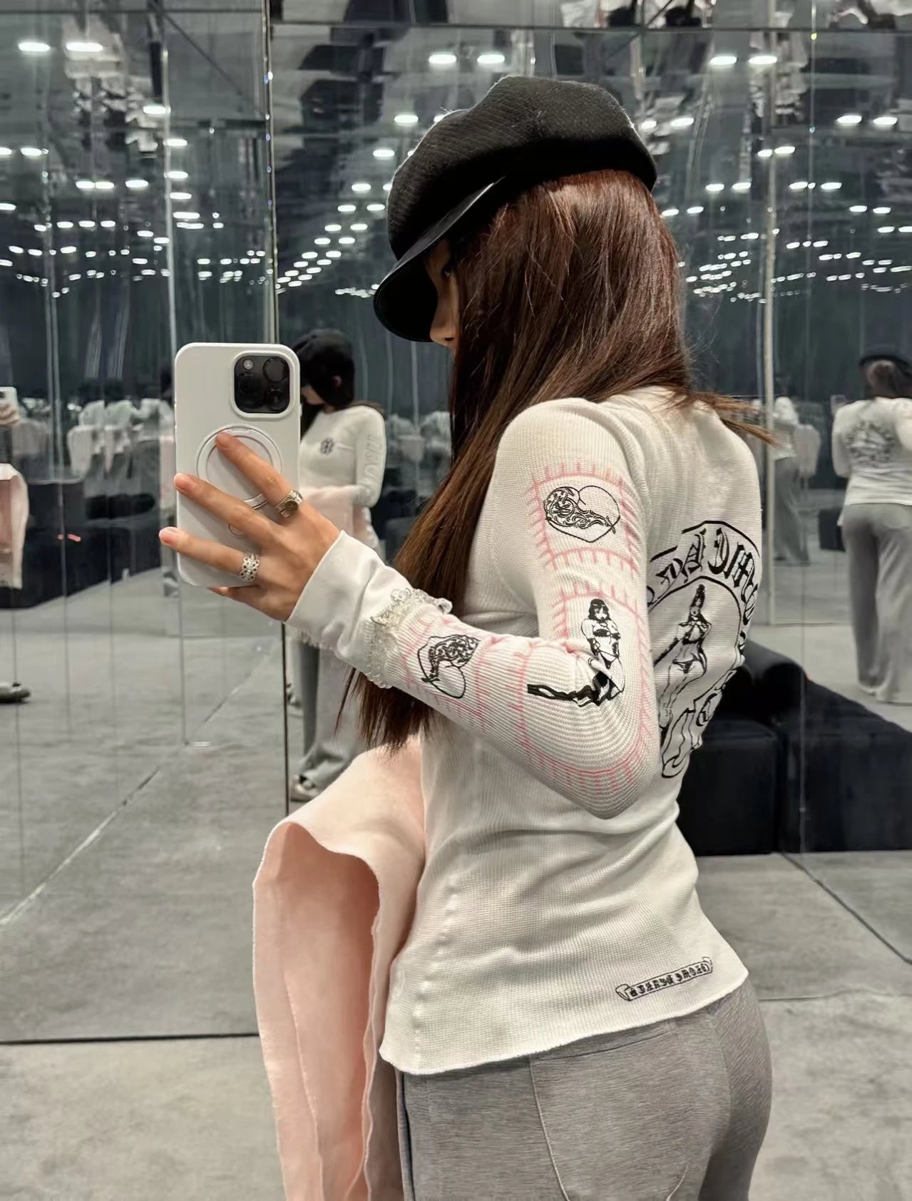 Chrome Hearts Long Sleeve Tee White Graphic Print Top - 7
