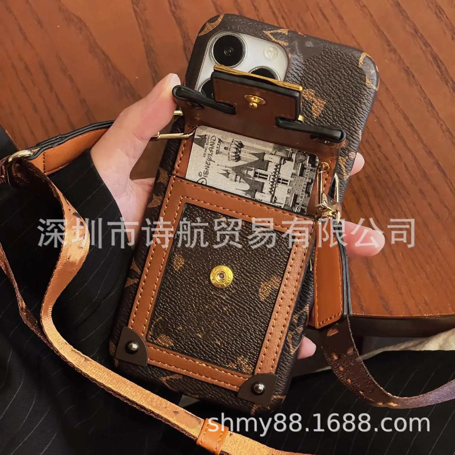 Louis Vuitton Phone Cases Monogram Card Holder Strap Case image 5