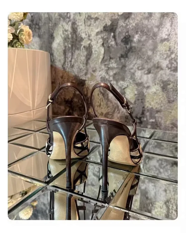 Unbranded High Heels Pointed-Toe Slingback Stiletto with Geometric Buckle product detail image 3