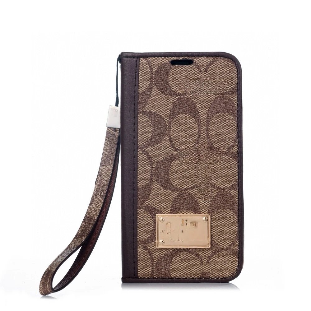 Unbranded Phone Cases Flip wallet case with wrist strap and monogram pattern image 2