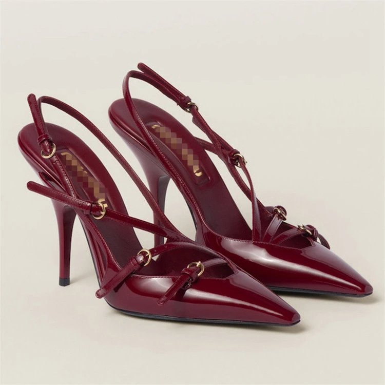 Unbranded High Heels Pointed-Toe Slingback with Strappy Buckle Details image 2