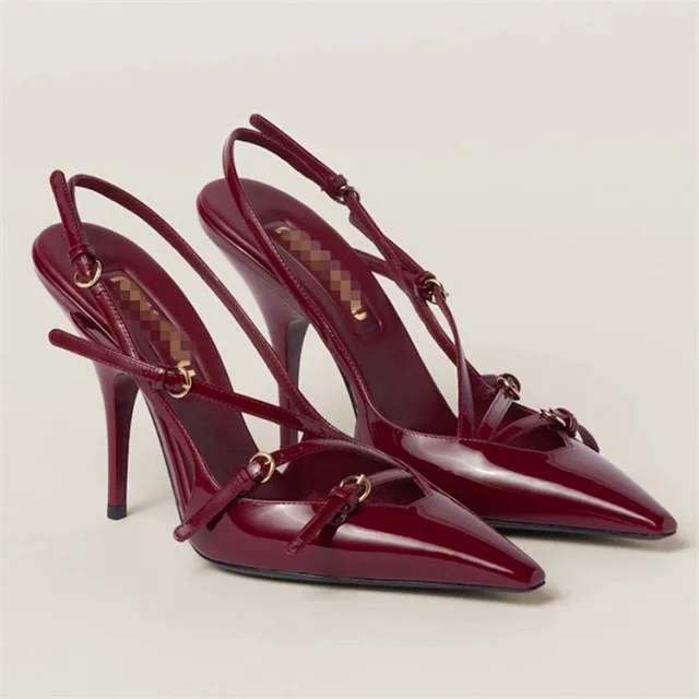 Unbranded High Heels Pointed-Toe Slingback with Strappy Buckle Details product detail image 1