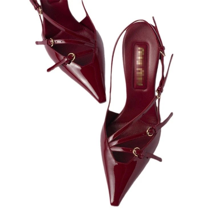 Unbranded High Heels Pointed-Toe Slingback with Strappy Buckle Details image 5