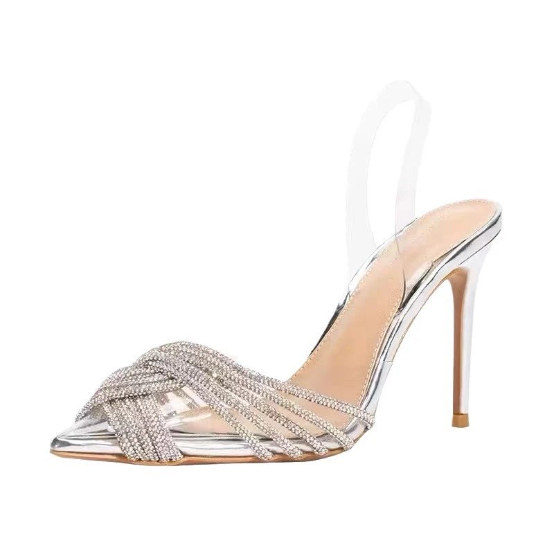 Aquazzura High Heels Transparent Slingback Rhinestone Bow Stiletto image 5