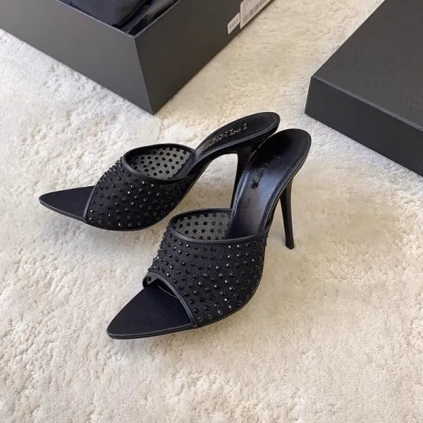 Christian Louboutin Pigalle Follies Mesh Studded Black Mules - 5
