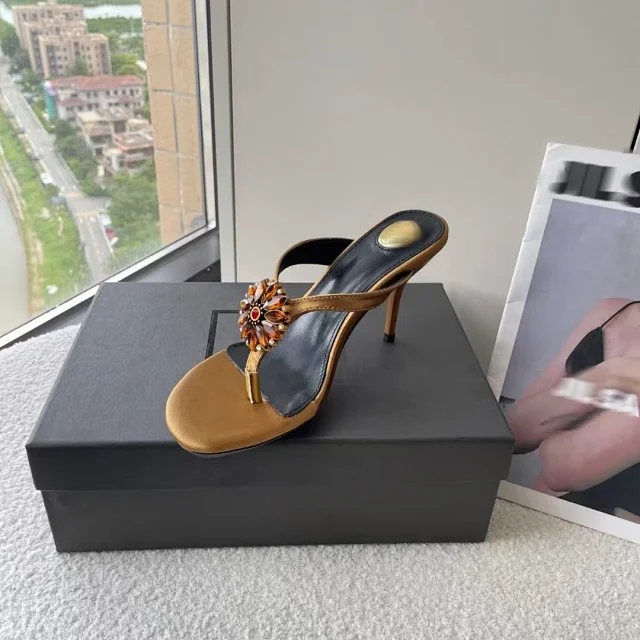 Unbranded High Heels Rhinestone Floral Toe-Post Stiletto Heeled Sandals product detail image 8