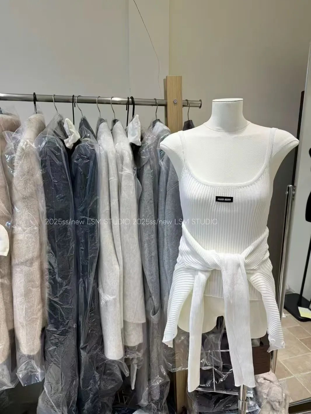 Miu Miu Ribbed Knit Cardigan and Camisole Set White - 6