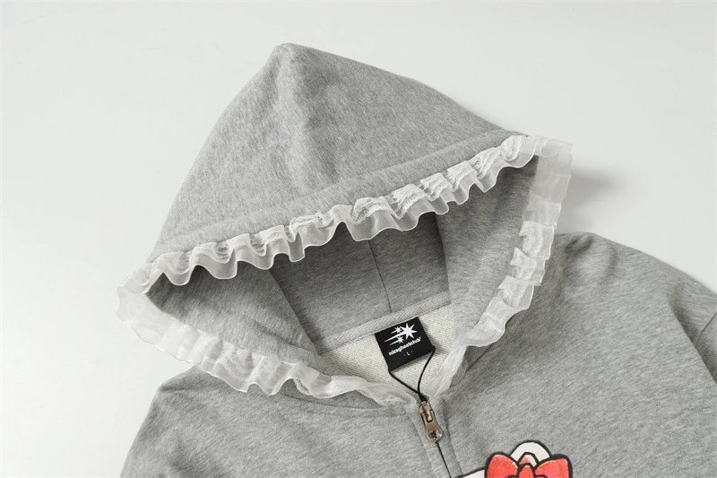 GRA Ghost Girl Ruffle Hoodie Gray - 6