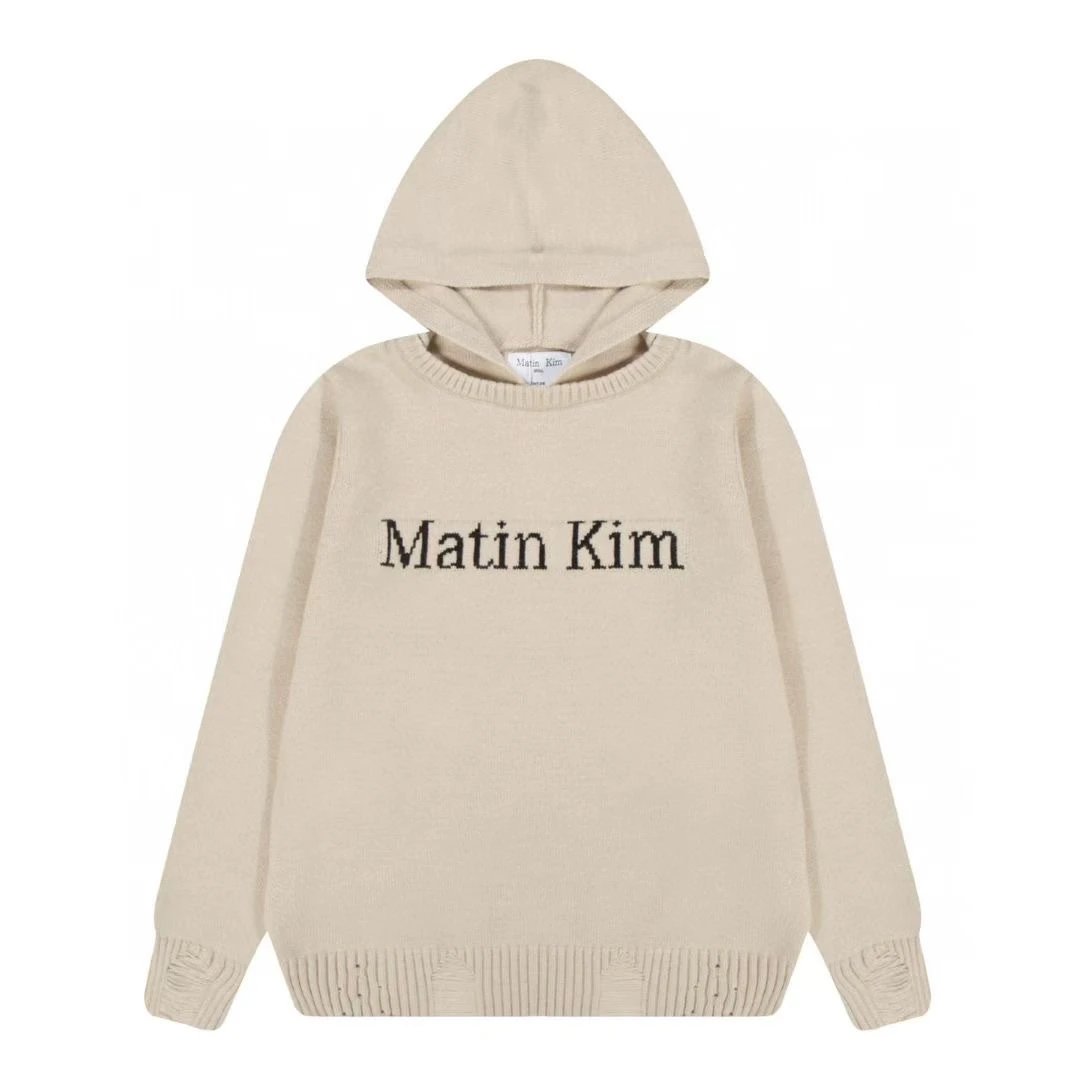 Matin Kim Logo Knit Hoodie Gray - 10