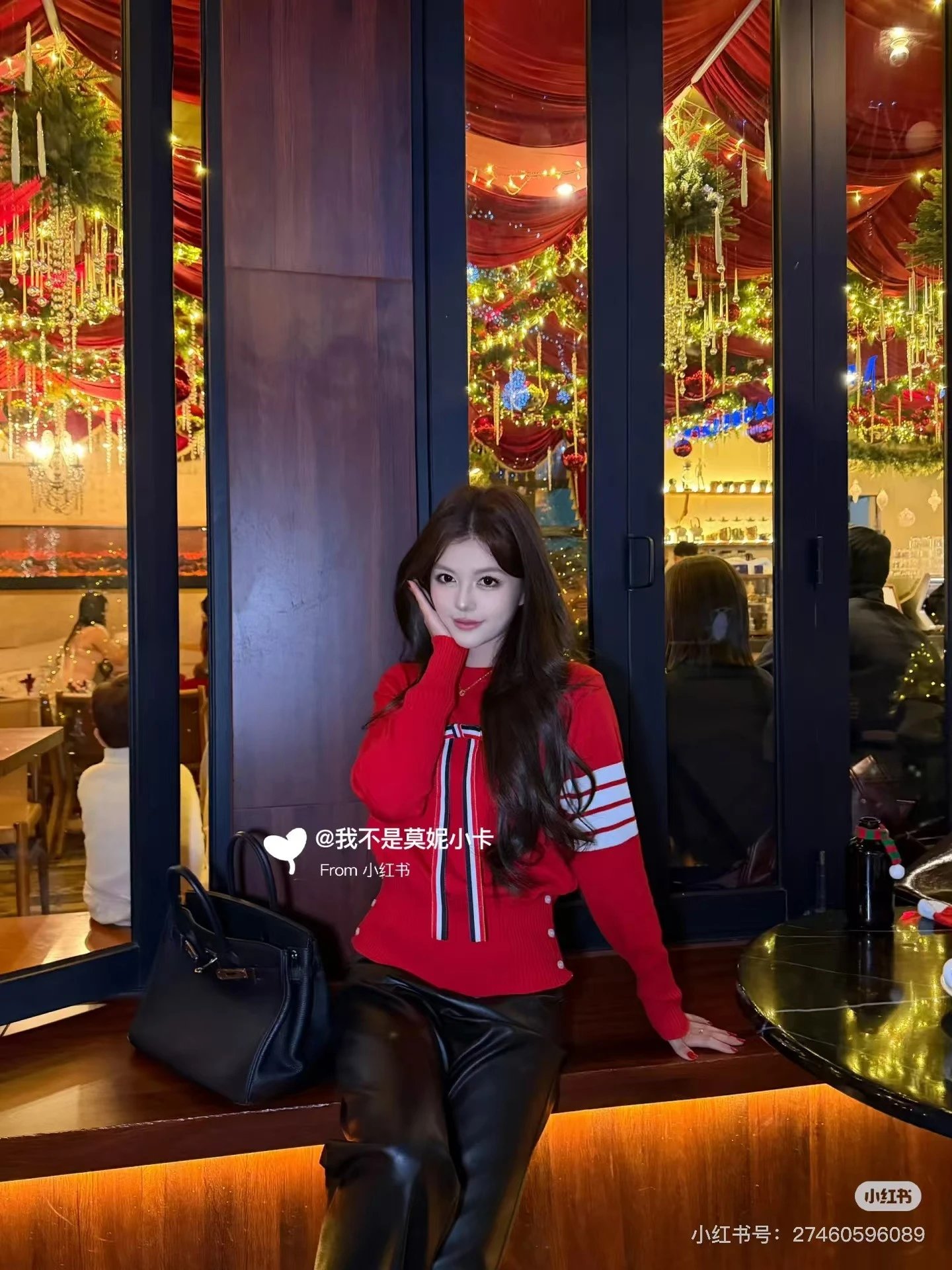 Thom Browne Red Ribbed Knit Sweater with Striped Bow and Four-Bar Cuff - 9