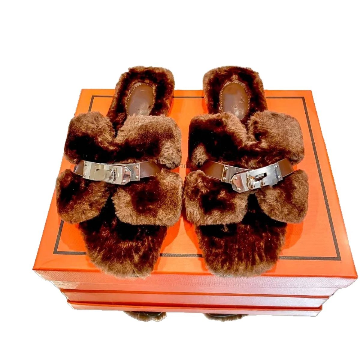 Unbranded Slippers Faux-Fur Buckle Slide image 5