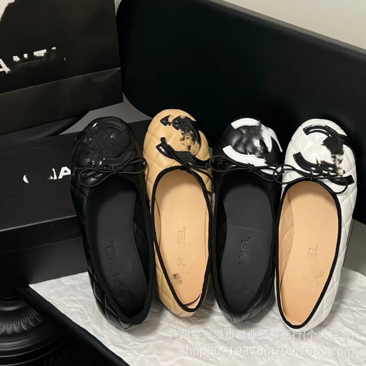 Chanel Casual Shoes Quilted Bow Ballet Flats with Double-C Logo Appliqué image 2