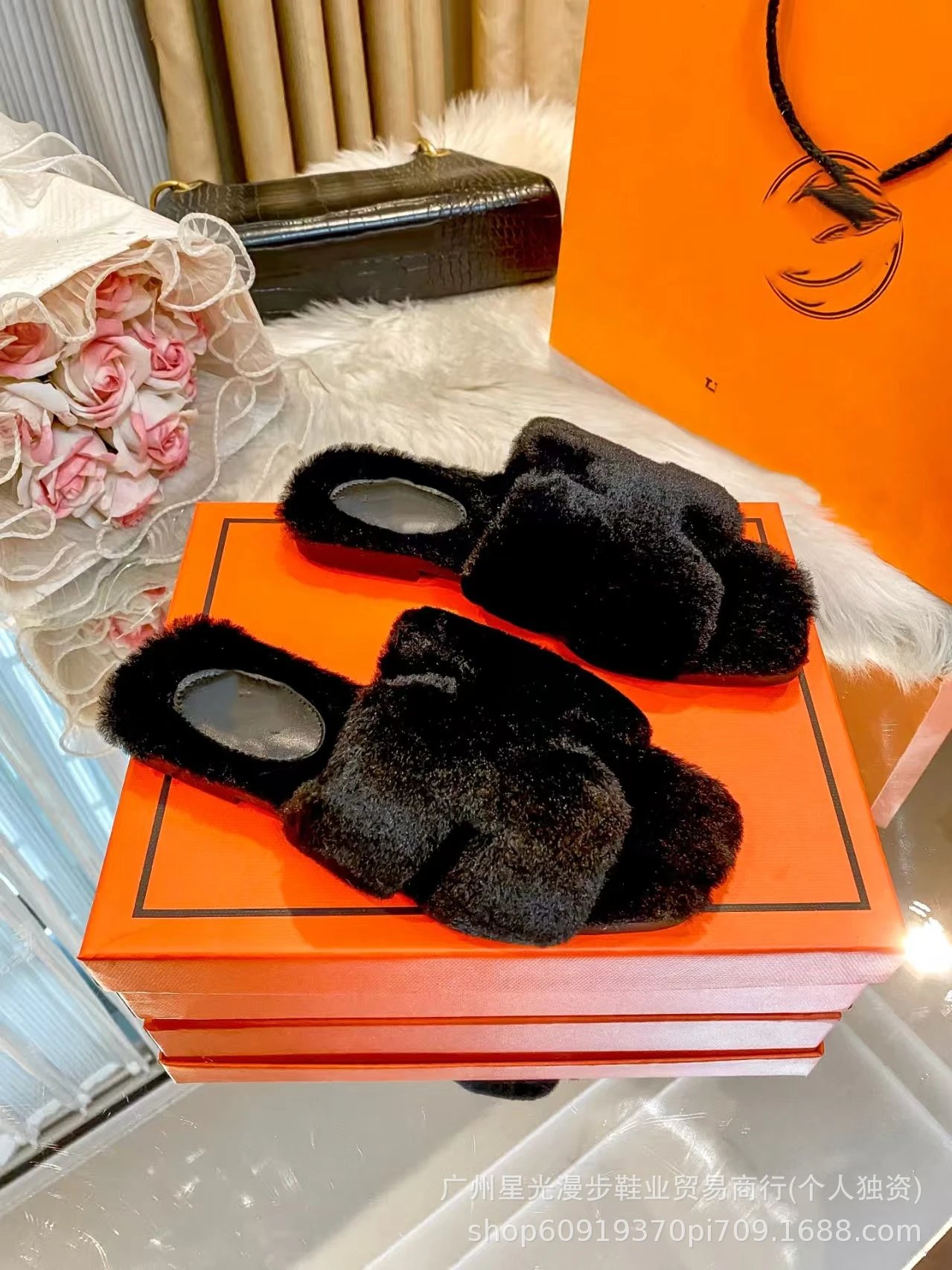 Dior B23 Fuzzy Slide White Gold Slippers - 12