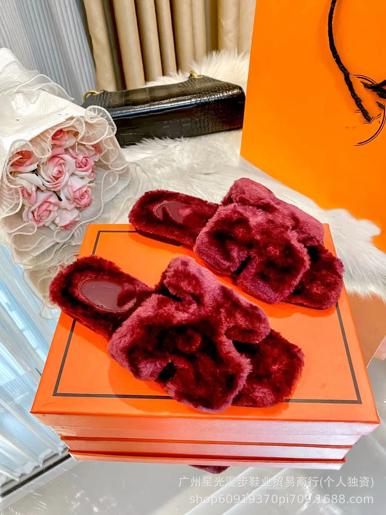 Dior B23 Fuzzy Slide White Gold Slippers - 11