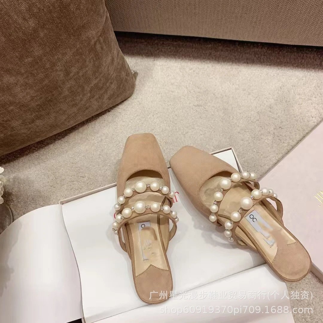 JIN Pointed-Toe Stiletto Heels with Crystal Strap Beige Shoes - 2