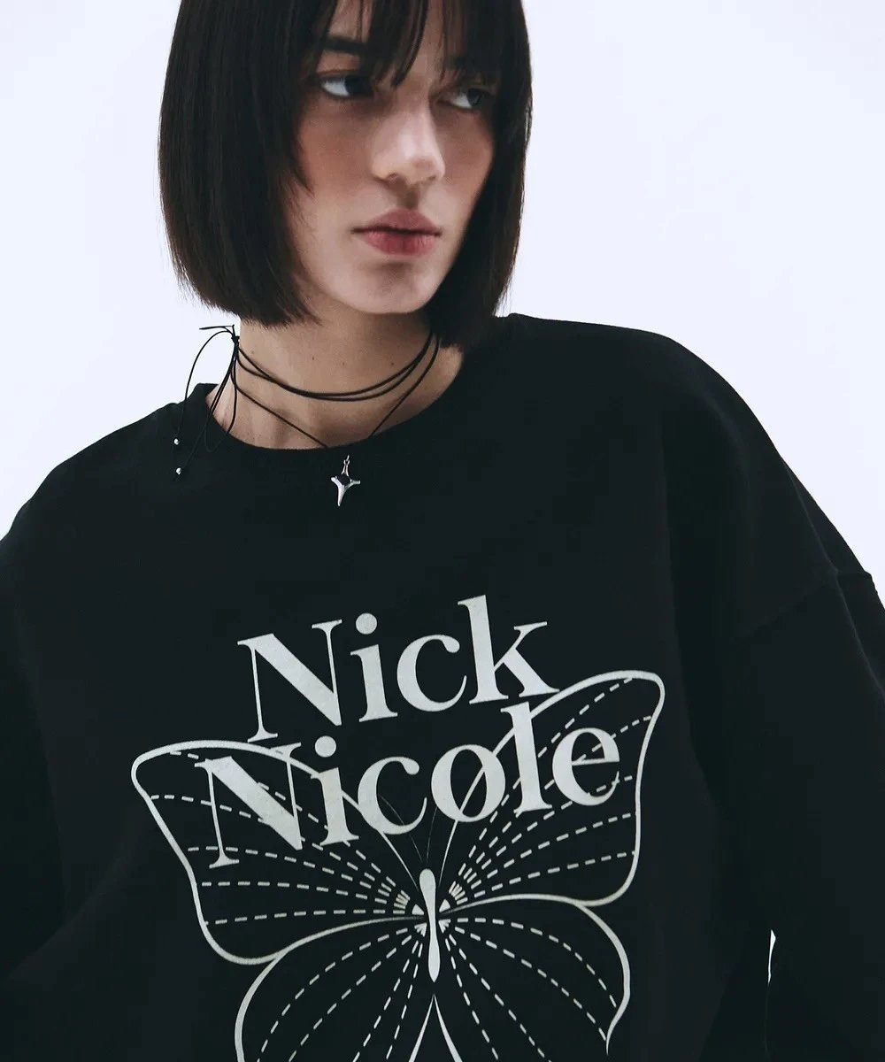 Nick Nicole Butterfly Graphic Sweatshirt Black - 26