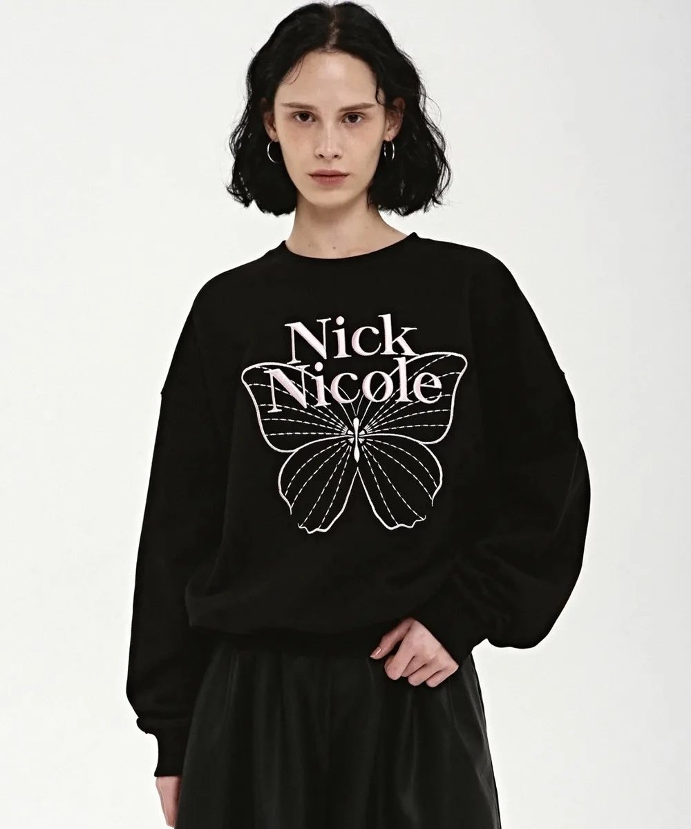 Nick Nicole Butterfly Graphic Sweatshirt Black - 84
