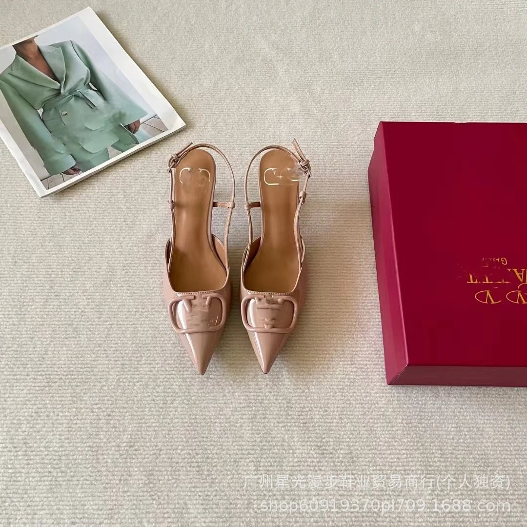 Valentino Garavani VLogo Slingback Pumps Nude Patent Leather Heels - 20
