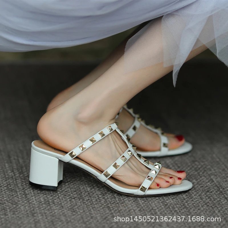Unbranded Sandals Studded multi-strap open-toe slide image 2