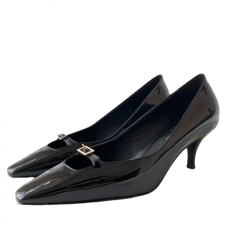 Unbranded High Heels Pointed-Toe Patent Buckle image 5