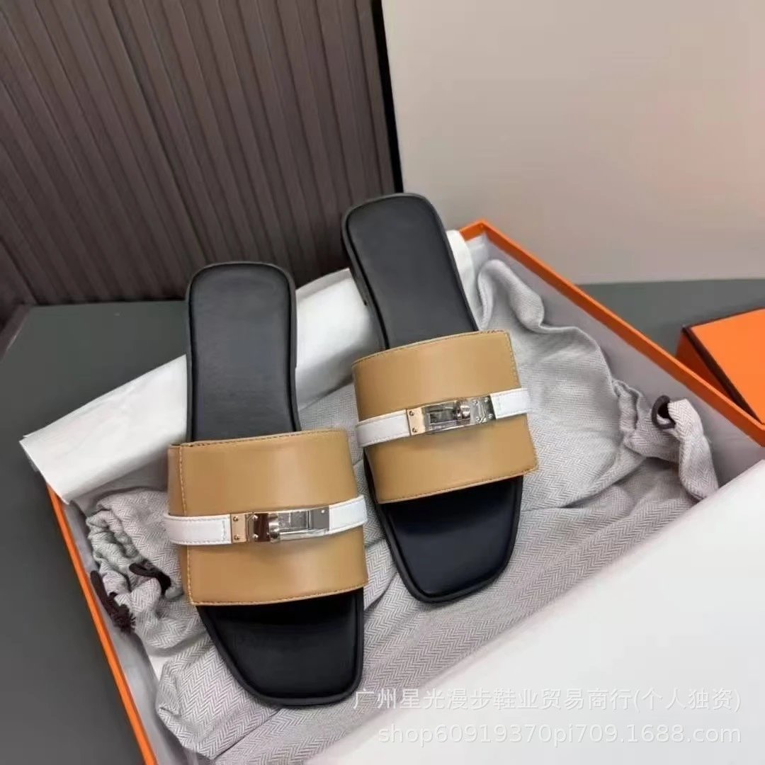 Unbranded Sandals Flat slide with turn-lock and studded strap detail image 3