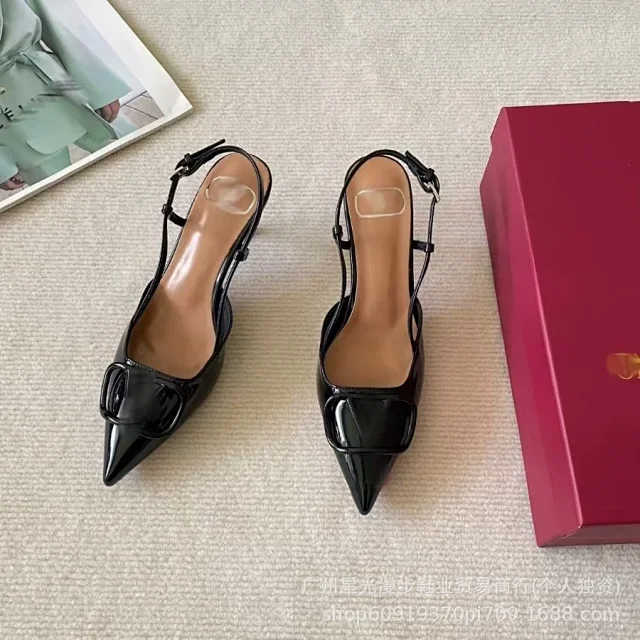Unbranded High Heels Pointed-Toe Slingback with Square Buckle product detail image 31