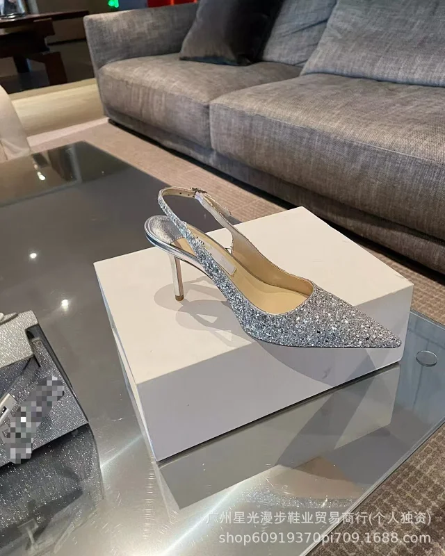 Jimmy Choo High Heels Bing crystal-strap pointed-toe mules product detail image 16
