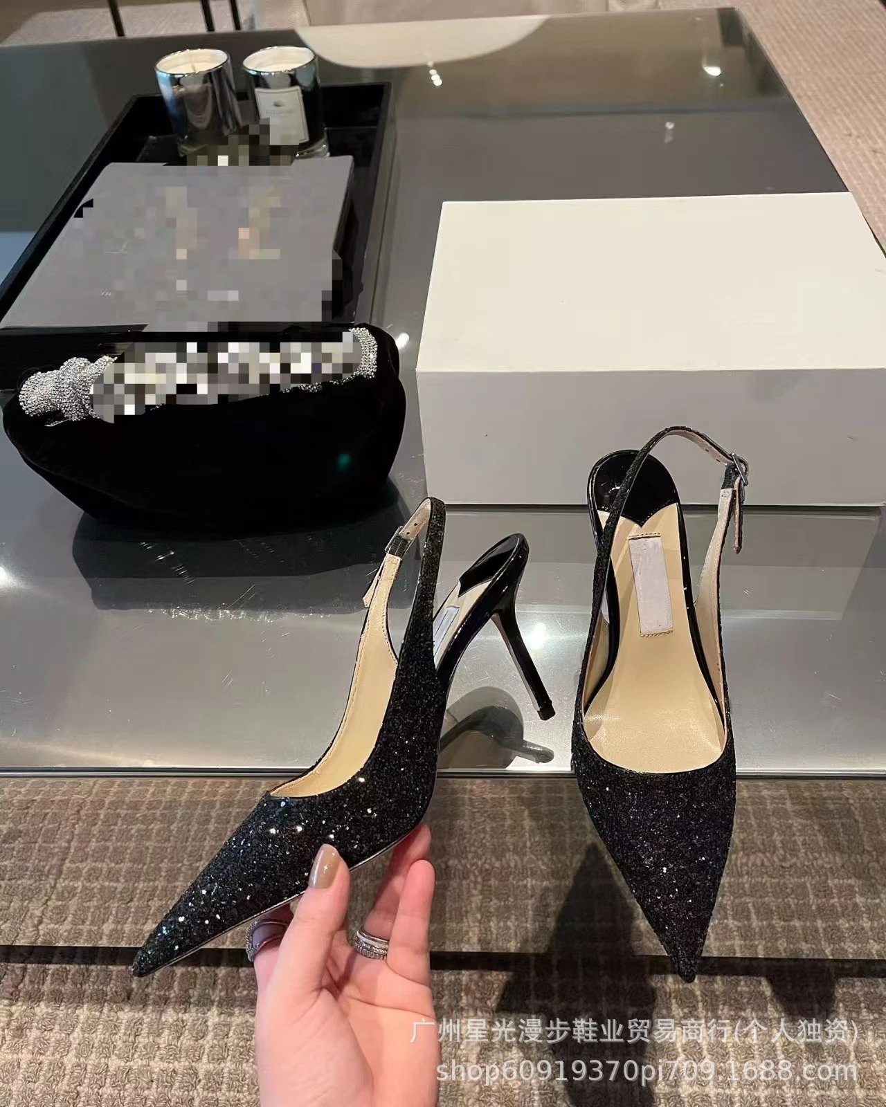 Crystal-Embellished Pointed-Toe Mule Heels Silver - 19