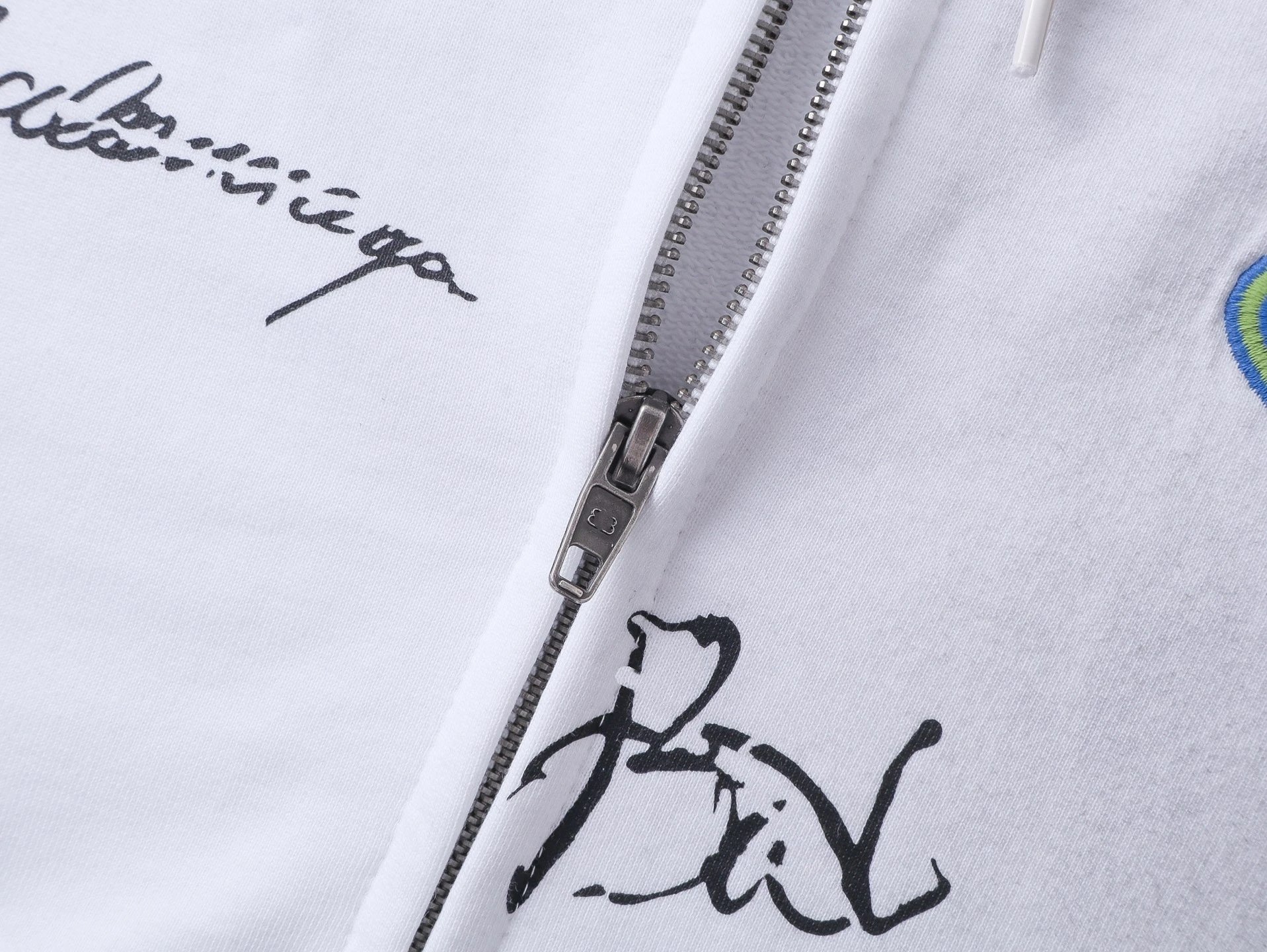 Balenciaga x GMBH Signature-Print Raglan Hoodie White/Navy - 10