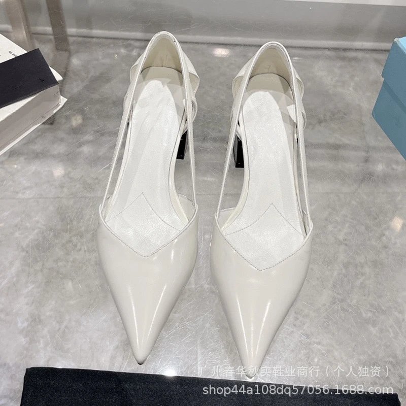 Unbranded High Heels Pointed-Toe Cutout Block-Heel Pumps image 2