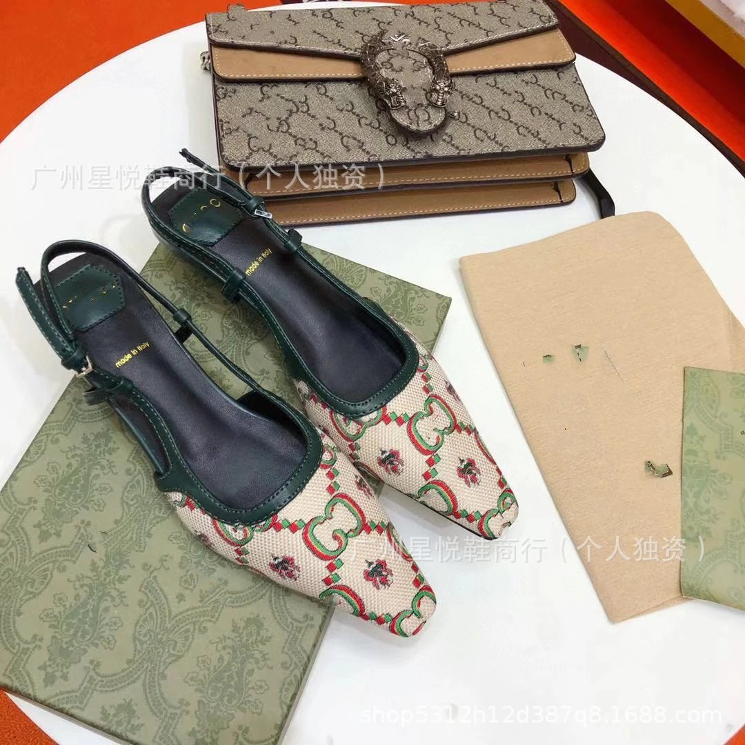 Gucci GG Marmont Slingback Flats Gray and Black - 9