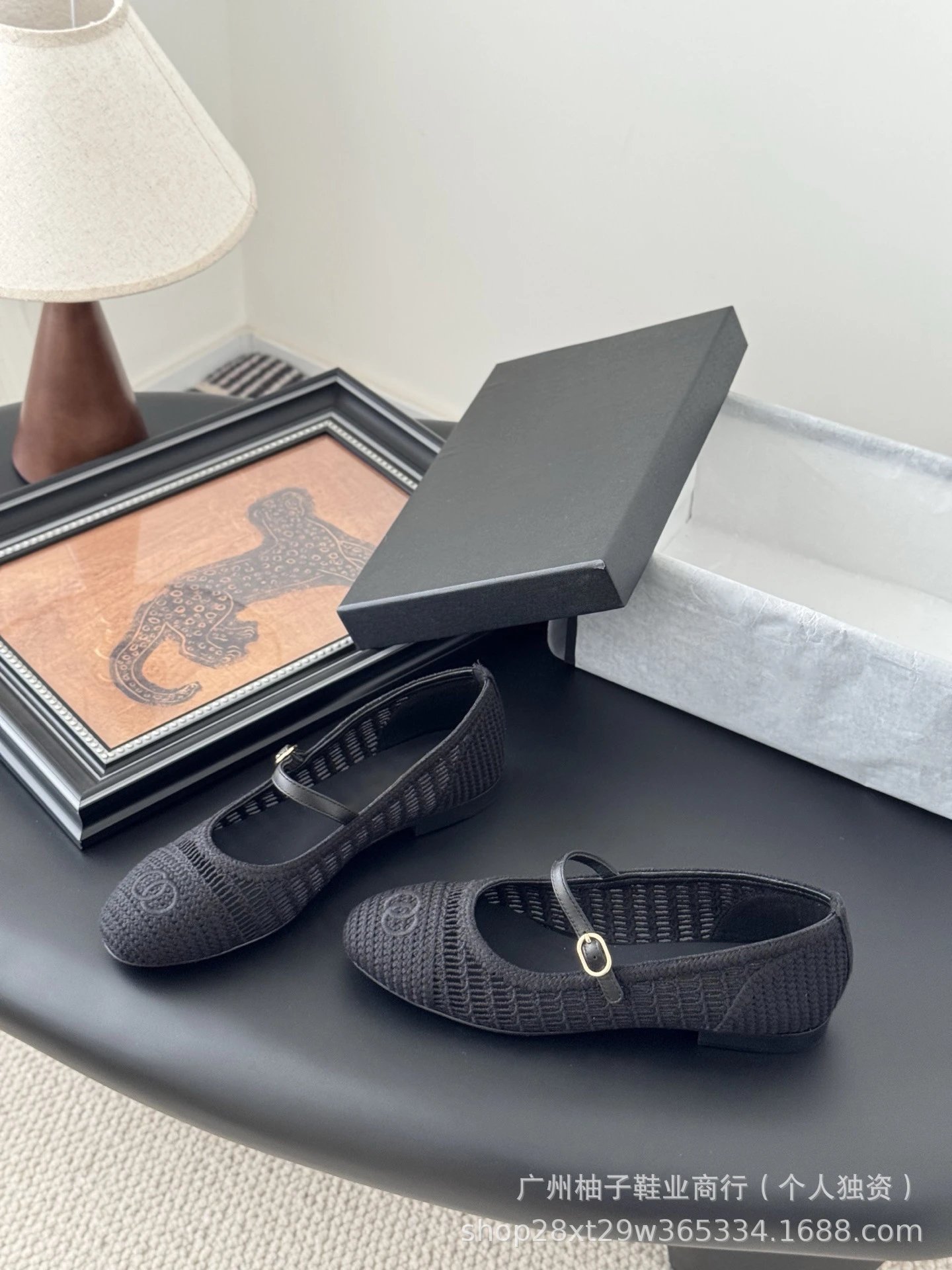 Chanel Mary Jane Block Heel Knit Black Shoes - 9