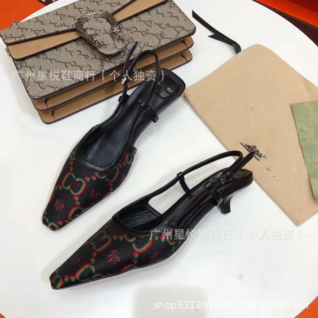 Gucci GG Marmont Slingback Flats Gray and Black - 10