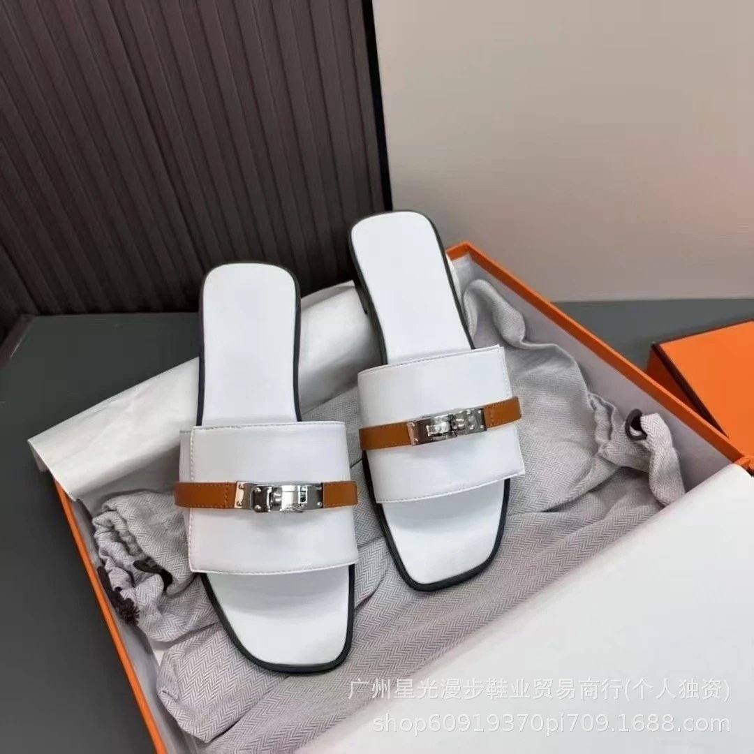 Unbranded Sandals Flat slide with turn-lock and studded strap detail image 4