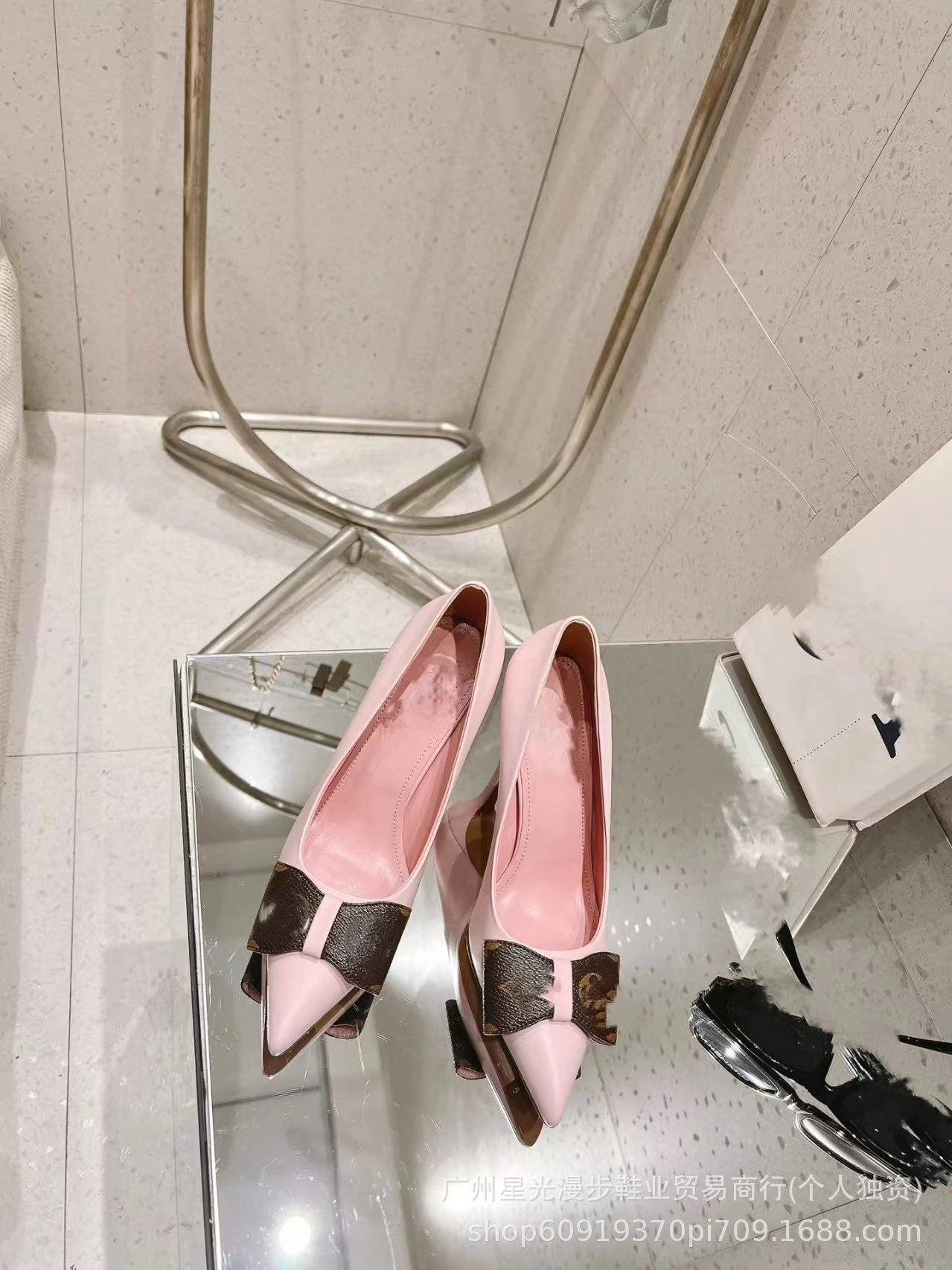 Louis Vuitton Bow Detail Pointed-Toe Pumps Beige Monogram Leather Heels - 11