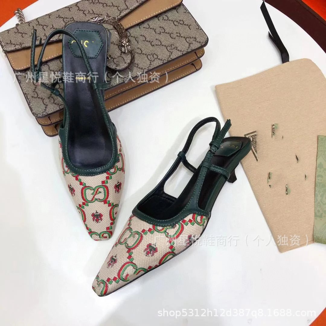 Gucci GG Marmont Slingback Flats Gray and Black - 8
