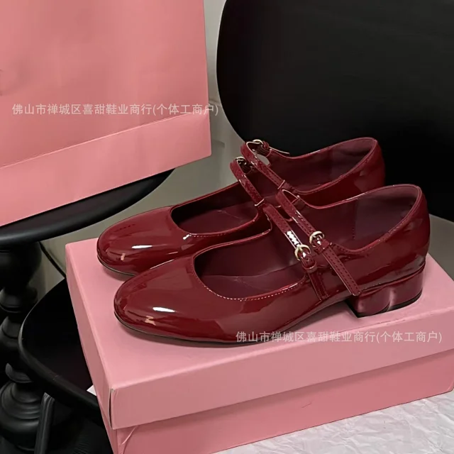 Unbranded High Heels Patent Double-Strap Mary Jane Low Block-Heel Shoes product detail image 9