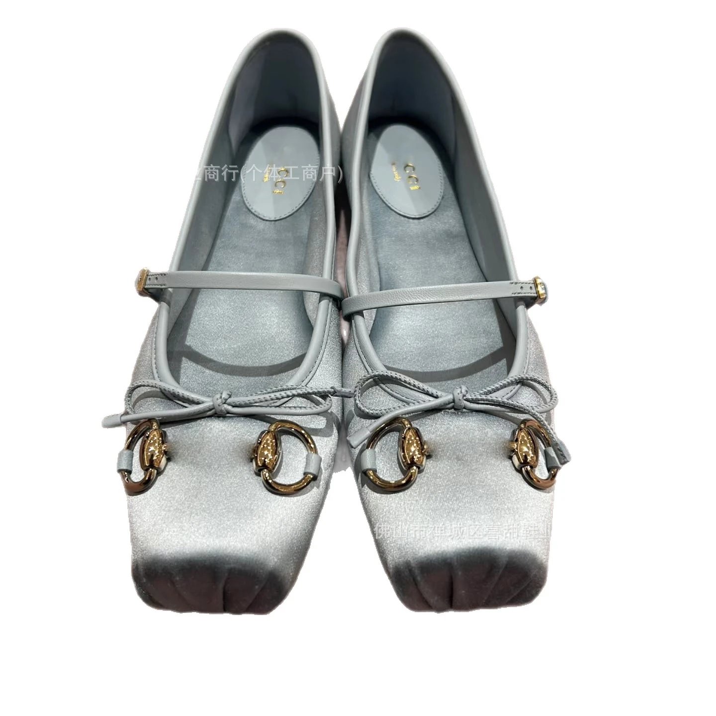 Gucci Casual Shoes Satin square-toe Mary Jane flats with bow and horsebit hardware image 5