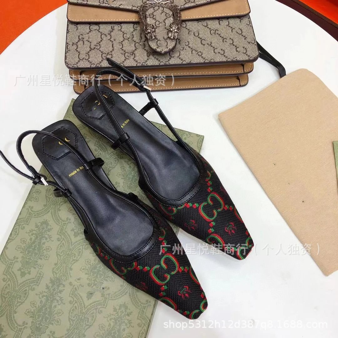 Gucci GG Marmont Slingback Flats Gray and Black - 11