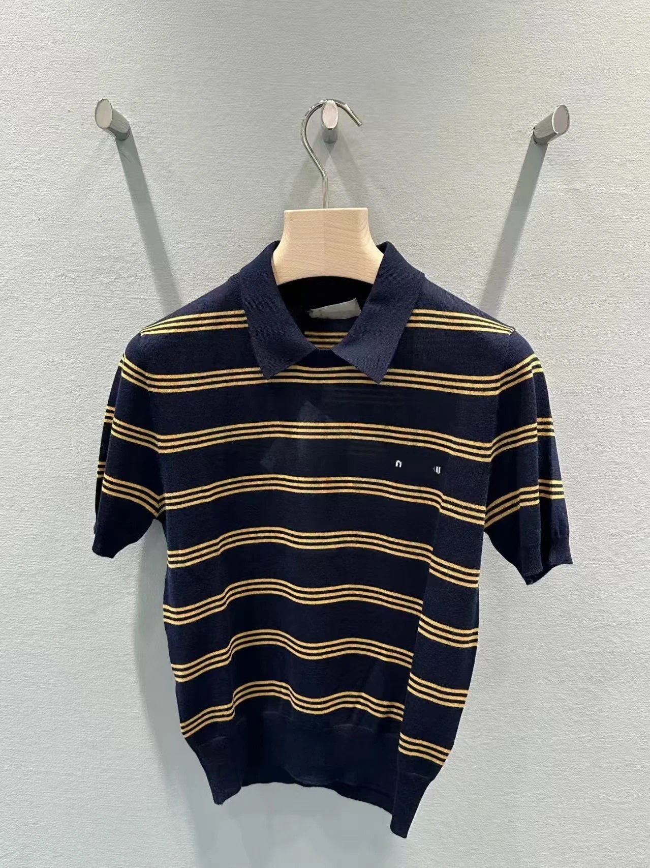 GRA Striped Knit Polo Teal - 4