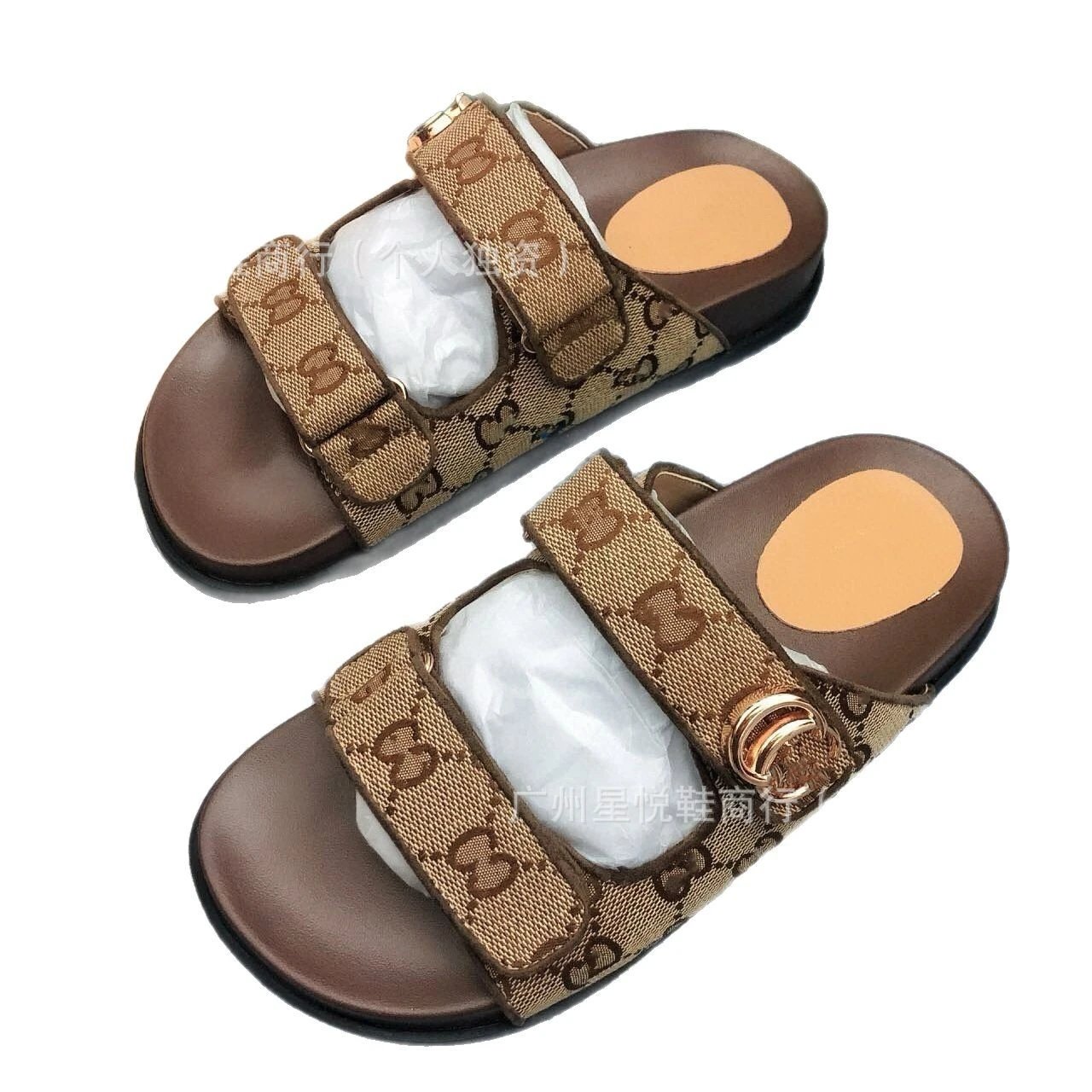 Gucci Sandals Velcro platform with GG monogram straps image 5