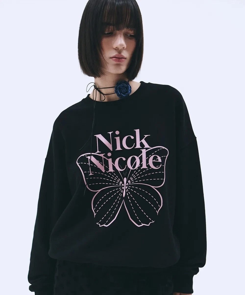 Nick Nicole Butterfly Graphic Sweatshirt Black - 25